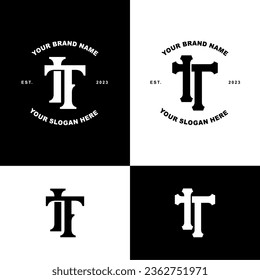 Monogram letter IT or TI with interlock style good for brand, clothing, apparel, streetwear, baseball, basketball, football and etc