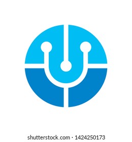 Monogram Letter U Circle Business Company Vector Logo Design