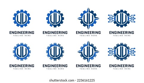 Monogram letter U on gear. Perfect for engineer, industrial, construction, automotive and technology logos