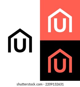 Monogram letter U with real estate logo design vector