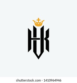 Monogram letter V and K with Crown
