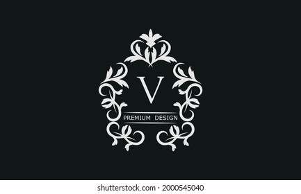 Monogram Letter V. Luxury Identity Logo für Restaurant, Königshaus, Boutique, Café, Hotel, heraldisch, Mode und andere.