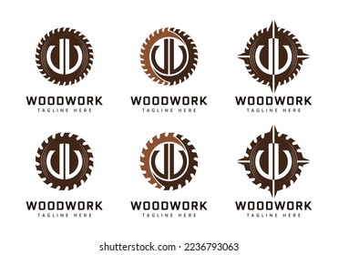 Monogram letter V on sawmill. Perfect for woodworking, industrial and construction logos