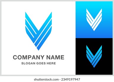 Monogram Letter V Wings Business Company Stock Vector Logo Design Template