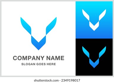 Monogram Letter V Wings Business Company Stock Vector Logo Design Template