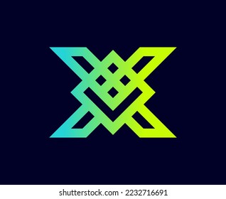 The monogram is the letter V and X. Elegant and outline.
