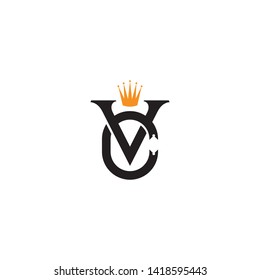 monogram letter VC or CV with crown template logo concept