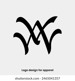 Monogramm-Buchstabe VW-Logo-Design. Buchstabe VW-Logo für Bekleidungsmarken. wv- oder vw-Logo-Design für Bekleidung brand. V und W Logo Design Vorlage.