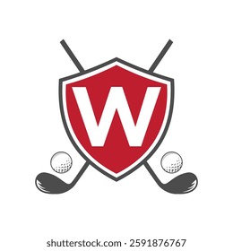 Monogram Letter W Golf Club Logo Design, League and Golfing Symbol Vector Template