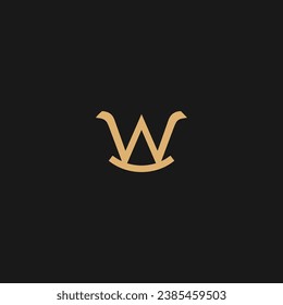 Letra monograma W estilo de línea de logotipo emblema plantilla de elemento de diseño,