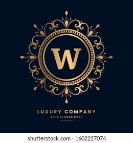 Monogram letter W logo luxury golden vector logo design. Logo for royal service of Restaurant,Boutique,Cafe,Hotel,Heraldic,Jewelry,Fashion,royal,spa,vintage,floral,ornament,jewelry,antique,wedding.