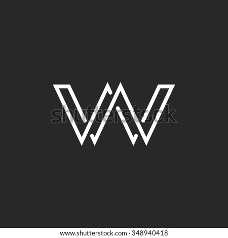 Monogram letter W logo, weave thin line style, mockup wedding WW initials invitation emblem, design element template.