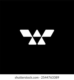 monogram letter W with triangle logo concept vector icon
