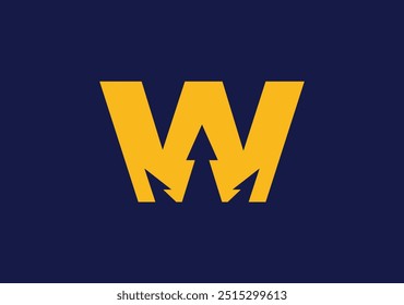 Monogram letter W with trisula symbol neatly packed in negative space area