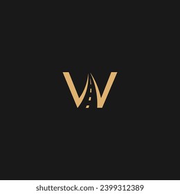 Monogram letter W way logo style emblem design element template,
