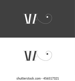 Monogram letter W+A. Vector illustration