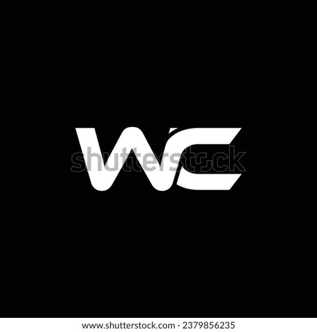 Monogram Letter WC Logo Design. Black and White Logo. Usable for Business Logos. Flat Vector Logo Design Template