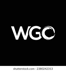 Diseño del logotipo WGO de la carta monográfica. Logo en blanco y negro. Usable para logotipos de empresas. Plantilla de diseño de logotipos de vectores planos