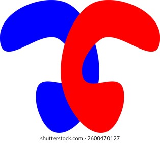 the monogram of letter X and the blue and red circle