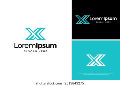 Monogram letter X line logo vector design template