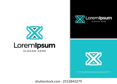 Monogram letter X line logo vector design template