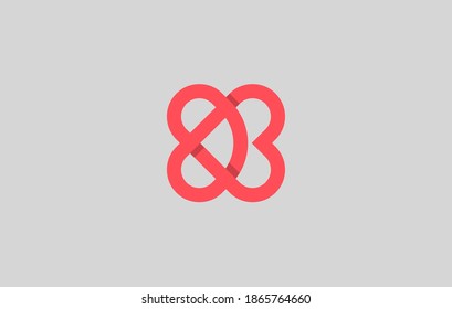 monogram letter X logo design using heart shape