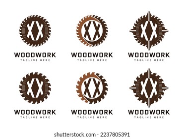 Letra monograma X sobre aserradero. Perfecto para logotipos de madera, industriales y de construcción
