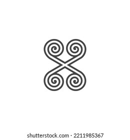 The monogram is the letter X and spiral. Elegant and outline.