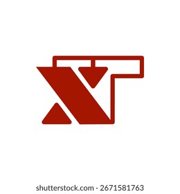 Monogram of the letter X and T united. Abstract, outline and elegant.