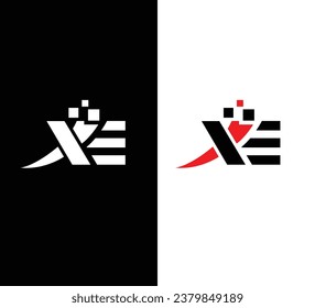 Monogram Letter XE Digital Logo Design. Schwarz-Weiß-Logo. Für Firmenlogos geeignet. Vorlage für flaches Vectorlogo