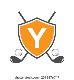 Monogram Letter Y Golf Club Logo Design, League and Golfing Symbol Vector Template