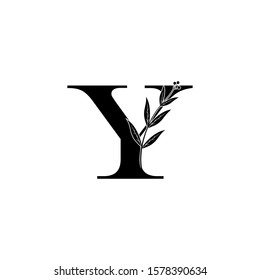 Monogram  Letter Y logo icon, vintage design concept floral leaves and flowers with letter Y for initial, luxuries business, hotel, wedding service and more brand identity.