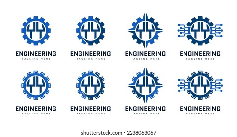 Monogram letter Y on gear. Perfect for engineer, industrial, construction, automotive and technology logos