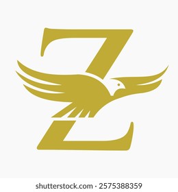 Monogram Letter Z Flying Eagle Logo Concept For Speed Icon and Transportation Symbol Vector Sign