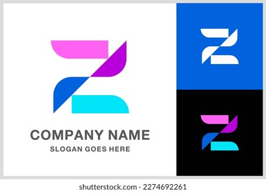 Monogram Letter Z Geometric Square Business Company Stock Vector Logo Design Template