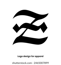 monogram letter Z logo design. letter Z logo for apparel brands. Z logo design for Apparel brand. letter Z apparel logo design template. 