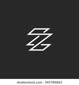 Monogram letter Z logo hipster minimal style, weaving thin line template initials ZZ emblem