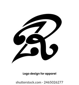Monograma de la letra ZR logo diseño. Letra ZR logo para las marcas de ropa. Diseño de logotipo ZR o RZ para la marca Apparel. Plantilla de diseño de logotipo de la marca de ropa ZR.