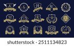 Monogram. Lettering badges with elegant alphabets letters recent vector template