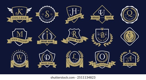 Monogram. Lettering badges with elegant alphabets letters recent vector template