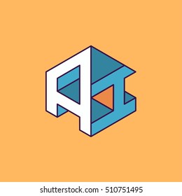 A I  monogram lettering with perspective geometric concept for Corporate business identity design, printing, publication, T-shirt design. vector illustration