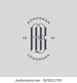 Monogram letters AB, logo design template. Vector illustration.