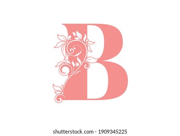 Monogram letters B. Floral alphabet . Monogram initials perfectly for wedding invitations, greeting card, logo, poster and other design.