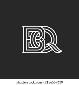 Letras monográficas logotipo de las iniciales BQ o QB diseño creativo de estilo antiguo, tejido de dos letras B y Q símbolo de identidad creativo de delgado patrón de líneas paralelas, símbolo ornamental para tarjeta de visita.