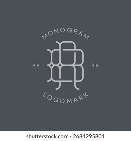 Monogram letters BR, logo design template. Linear graphic style. Vector illustration.
