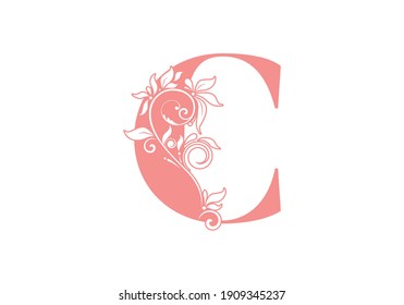 Monogram letters C. Floral alphabet . Monogram initials perfectly for wedding invitations, greeting card, logo, poster and other design.