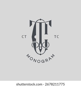 Letras de monograma CT, Plantilla de diseño de logotipo. Ilustración vectorial.