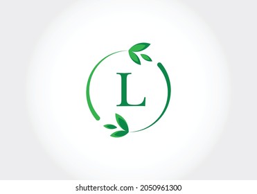 Monogram letters L with leaves. Green, eco-friendly logo concept. Modern vector logo for ecological business and company identity