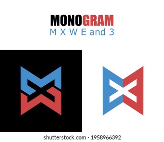 Monogram of the letters M, X, W, E AND 3