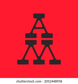 Monogram letters AM or MA logo initials pop art identity sticker, pink two letters A and M pair symbols.